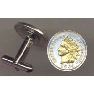  24k Gold on Sterling Silver World Coin Cufflinks   Indian head penny
