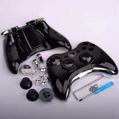   XBOX 360 BLACK AND & CHROME SILVER WIRELESS CONTROLLER SHELL CASE MOD