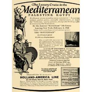  1927 Ad Cruise Palestine Holland America Rotterdam Ship 