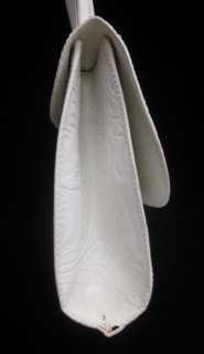 FENDI White Floral Leather Oversized Envelope Handbag  