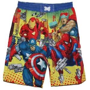   Spiderman Iron Man Swim Trunks Bathing Suits Medium 