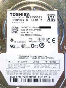 TOSHIBA HDD 250GB 8MB 5400RPM SATA 2.5 Dell 0M231G  