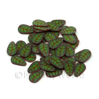250 Green Leaf With Copper Veins Cane Slices (11NS62)  