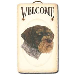   Handmade in Maine Stenciled 7x12 Slate German Wirehair Welcome Sign