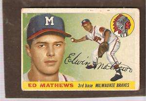 1955 Topps #155 Eddie Mathews Braves Creasing  