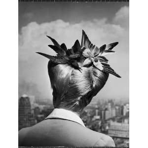 Woman Showing Her Fashionable Wartime Hairstyle Called Winged Victory 