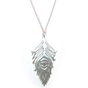  Tashi Sterling .925 Silver Large Feather Pendant Necklace 