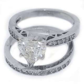 WOMENS DIAMOND ENGAGEMENT RING WEDDING BAND BRIDAL SET HEART SHAPED 