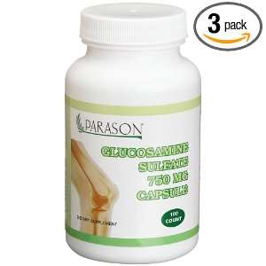 Parason Glucosamine Sulfate, 750 mg Capsule, 100 Count Bottles (Pack 