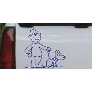 Blue 14in X 14.2in    Man and Dog Stick Family Car Window Wall Laptop 