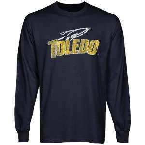 Toledo Rockets Distressed Primary Long Sleeve T Shirt   Navy Blue