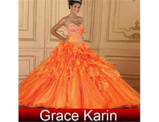   Quinceanera orange wedding Dress Prom Ball Gown Evening Dresses  