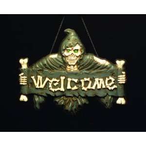   Inch Hanging WELCOME Skull with 2 LED Blinking Eyes Battery Operated
