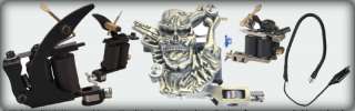 Complete Pro Tattoo Machine Kit 2 Gun 7 Ink Skull Set  