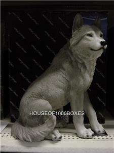 WOLF STATUE WOLVES SITTING LODGE CANINE DECOR  