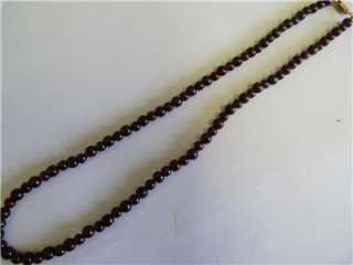VINTAGE REAL GARNET BEAD AND SILVER CLASP NECKLACE  
