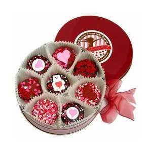 Romantic/Valentine Tin of 16 Belgian Chocolate Dipped & Decorated 