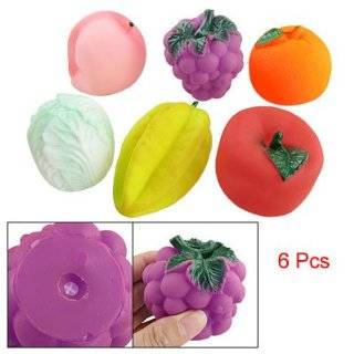 Como Children Soft Fruit Vegetable Squeeze Squeak Toy 6 Pcs