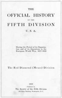 Fifth Meuse Division World War I Red Diamond maps 1919 suede hardcover 