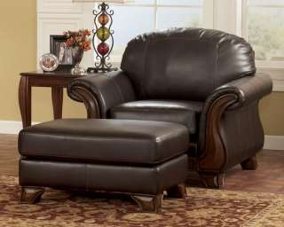 KELLY   OLD WORLD WOOD TRIM & FAUX LEATHER SOFA COUCH SET LIVING ROOM 