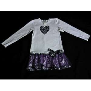  Hope Jean Purple Cheetah Heart Tutu Dress (Size 12 Months 