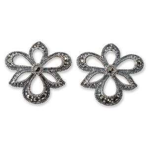  Marcasite flower earrings, Wild Orchid Jewelry