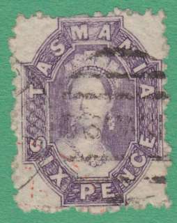 Tasmania #32e used 1884 6d Victoria pf 11.5 cv $50  