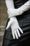 Unique long calf kidskin leather white gloves size 10 ( 27 ) 