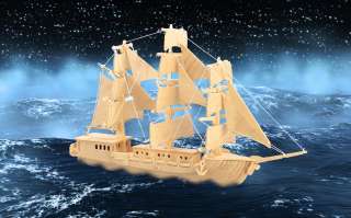 Puzzled European Sailing Boat 3D Natural Wood Puzzle  