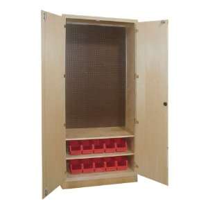   Tool Storage Cabinet w/ Two Shelves and 10 Bins 