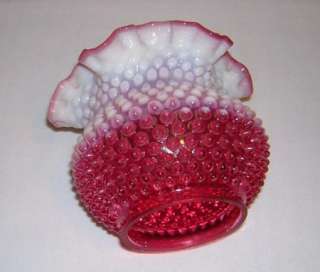 Vintage Fenton Art Glass Cranberry Opalescent Hobnail Lamp Shade 