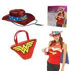 Wonder Woman Fancy Dress Costume Top With Cape Hand Bag And Hat Outfit