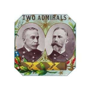  Two Admirals Brand Cigar Outer Box Label, Admirals Dewey 