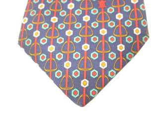CELINE Mens Multi Colored Printed Silk Neck Tie  