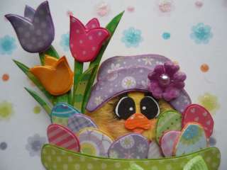   CHICK w/TULIPS in bowl of EGGS Tear Bear Paper Piecing CSPT 3pw  