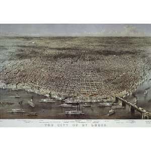  BIRDS EYE VIEW CITY OF ST. LOUIS MAP VINTAGE POSTER 