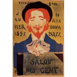  MAN BOOK SALON DES CENT 1895 FRENCH SMALL VINTAGE POSTER 