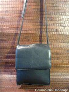 Vtg AURIELLE Black Leather ORGANIZER Cross Body Handbag  