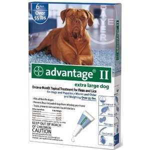  ADVANTAGE II Dog Flea Control over 55 lbs Blue 6 Month 
