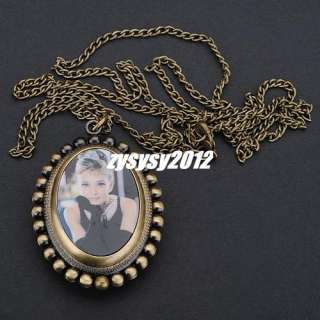 Oval Bronze Quartz Pocket Watch Chain Necklace Gift HOT  
