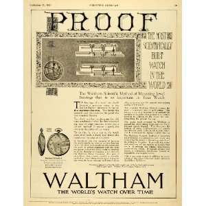 1920 Ad Waltham Proof Mounting Jewel Bearings Colonial A Pocket Watch 