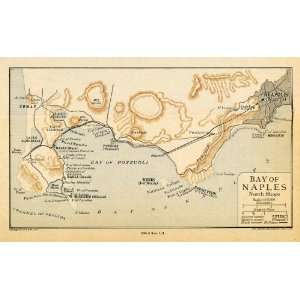  1914 Lithograph Bay Naples Pozzuoli Napoli Baiae Misenum 
