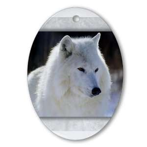  Ornament (Oval) Arctic White Wolf 
