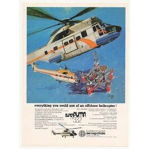  1980 Aerospatiale Super Puma Offshore Helicopter Print Ad 