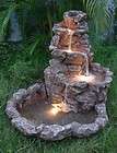 Lighted Stone Springs Outdoor Patio Water Fountain New