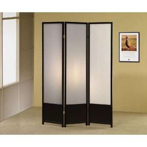 Room Divider Panel Folding Screen with Translucent Inserts in Black 