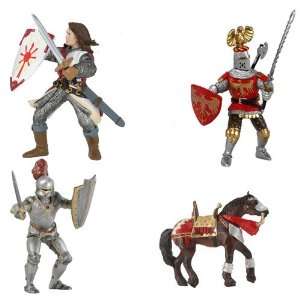  Papo Red Lancelot and Knights Set Lancelot Red, War Horse 