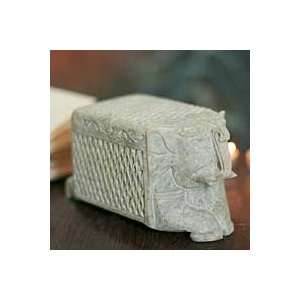    NOVICA Soapstone box, White Elephant Treasure