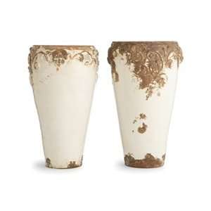  Pompeii Set Of Two White Tall Vases