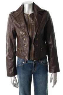 FAMOUS CATALOG Moda Brown Jacket Leather Coat Sale Misses M  